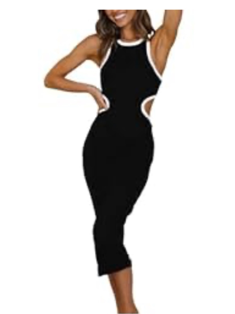 Black cutout midi dress